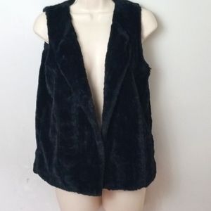 Faded Glory Black Faux Fur Vest Girls XL XG 14-16